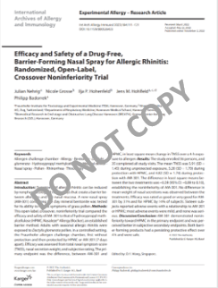 Erste Seite der Publikation: Efficacy and Safety of a Drug-Free, Barrier-Forming Nasal Spray for Allergic Rhinitis: Randomized, Open-Label, Crossover Noninferiority Trial